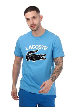 Футболка lacoste regular fit colour-block t-shirt in blue
