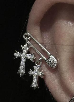 Сережки chrome hearts гвоздики з камінцями