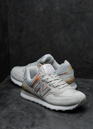 Женские кроссовки new balance 574 grey gold