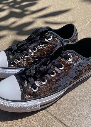 Красивые кеды converse all star с пайетками