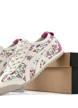 Кросівки жіночі as*cs onitsuka tiger mexico 66 cream pink floral