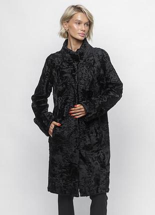 Marc aurel womens faux fur coat black long textured button closure elegant елегантне, жіноче пальто, шуба