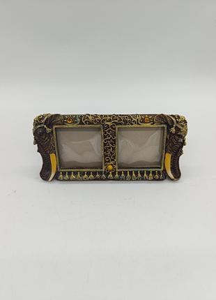 Красивая керамическая рамка для фотографий фоторамка на две фотографии слоны с бивнями индийский слон
