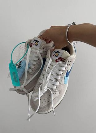 Nike sb dunk '85 double swoosh light grey / blue premium кросівки nike