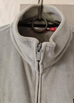Мужская спортивная кофта puma, велюровая серая кофта xl, мужская спортивная кофта, велюр