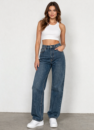 Topshop zara levi's джинсы на болтах высокие свободные