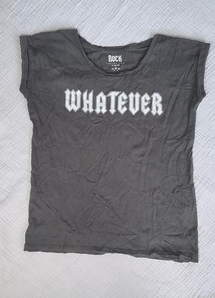 Сіра футболка "rock collection" з написом "whatever",