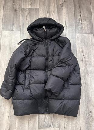 Пуховик оверсайз zara m\l черный женский удлиненный куртка