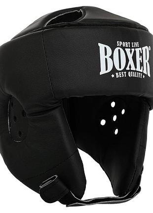 Шлем боксерский открытый с усиленной защитой макушки кожвинил boxer m-l черный, l