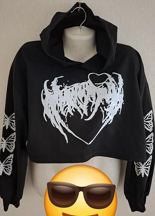 Худи женская, укороченная, оверсайз