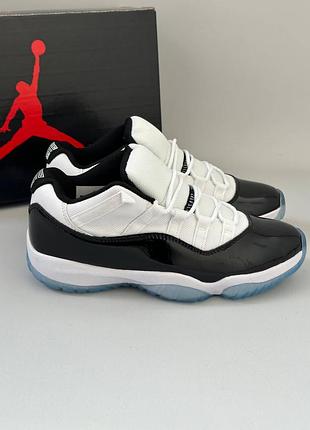 Мужские кроссовки jordan 11 retro low white джордан ретро вайт блек лоу