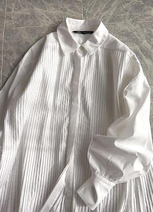Сорочка плісе біла zara, р. s-xl