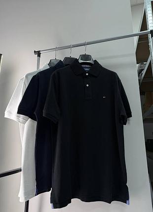 Поло Tommy hilfiger черная / белая / синяя
