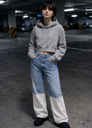 Y2k джинсы pull&bear с белым низом, размер eur 38 / m, vintage style