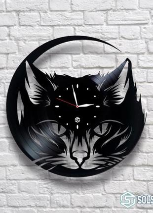 "кішка" - настінні годинники з вінілових платівок. унікальний подарунок!1 фото