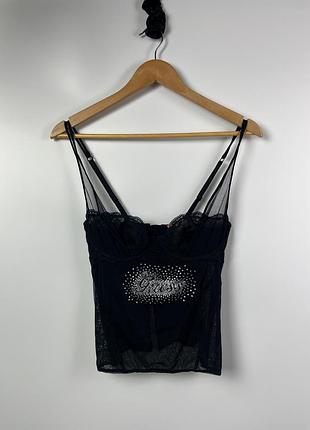 Корсет вінтажний guess з мереживом і стразами juicy couture style
