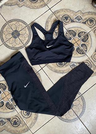 Женский спортивный комплект набор топ лосины ле́ггинсы nike pro racer