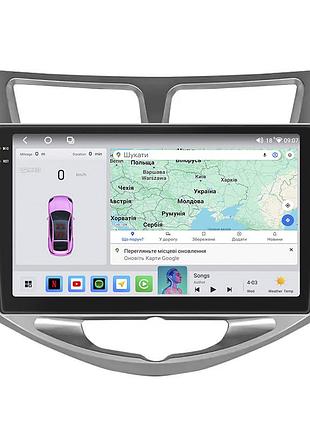 Магнітола lesko для hyundai solaris i рестайлінг 2014-2017г 10" 4/64 qled carplay 4g wi-fi 360 prime солярис