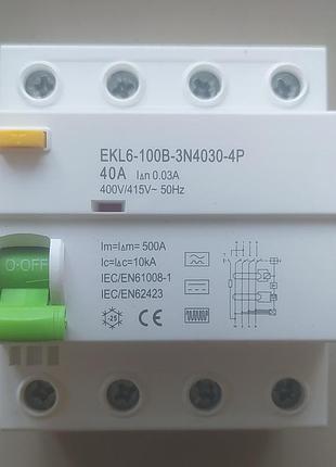 Прз (узо) ekl6-100b-3n4030-4p. тип в 30 ма электромеханическое.