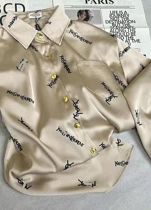 Блузка сорочка ysl бежева m-l