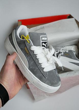 Женские кроссовки puma suede xl silver mist- white premium