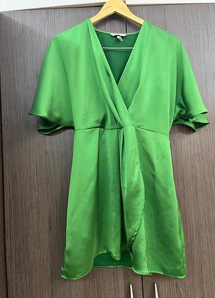 Платье атласное короткое h&amp;m, размер xs (арт1860)