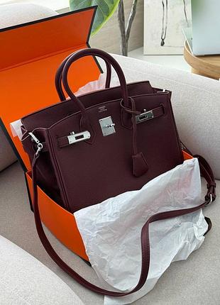 Сумка премиум натуральная кожа birkin burgundy
