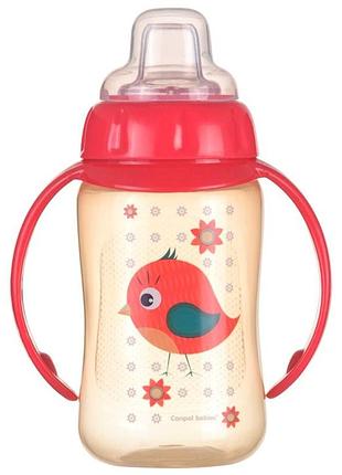 Детская кружка тренировочная с силиконовым носиком canpol babies 56/512 red птичка 6 м+ 320 мл