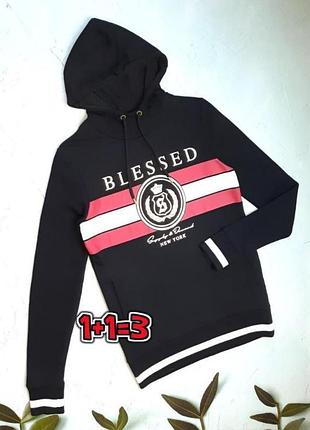 🎁1+1=3** стильний чорний чоловічий худі на флісі светр supply&demand, розмір 42 - 44