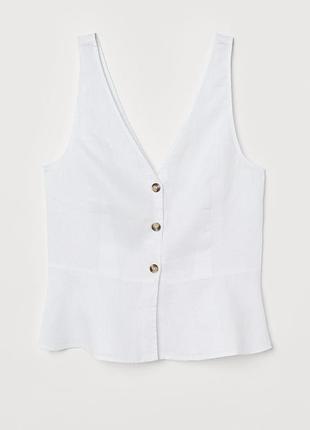 Белый льняной топ от h&amp;m, 100% лён