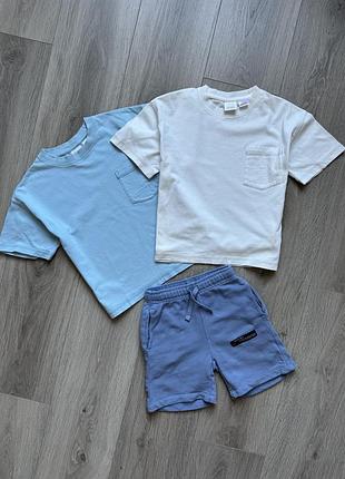 Футболка голуба біла шорти голубі zara 116 6р