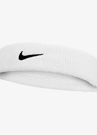 Повязка на голову nike swoosh classic headband белая n.101.2407.101.os (оriгинал)