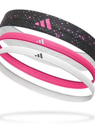 Повязки на голову adidas hairbands 3 шт белый, черный, розовый, универсальный (one size) adac-16160 (оriгинал)