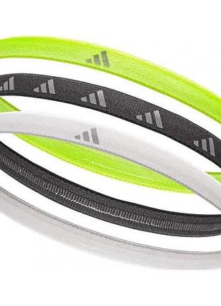 Пов'язка на голову adidas hairbands 3pk білий, чорний, зелений уни one size adac-16197 (оригінал)