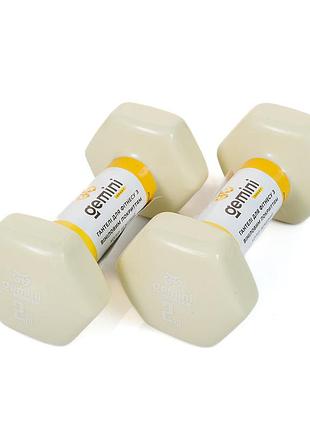 Гантели для фитнеса gemini sport с виниловым покрытием 2шт по 2кг gsd-2.0milk бежевый
