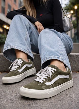 Vans венсы замшевые кеды хаки зеленые, 39 (25 см) - оригинал, унисекс