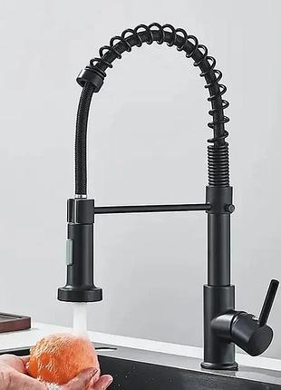 Стильный кухонный смеситель matte black гибкий кран с вращением потока в 360 градусов top shop ua_