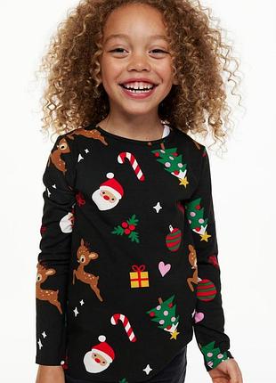 Детская кофта лонгслив christmas h&amp;m для девочки 70048