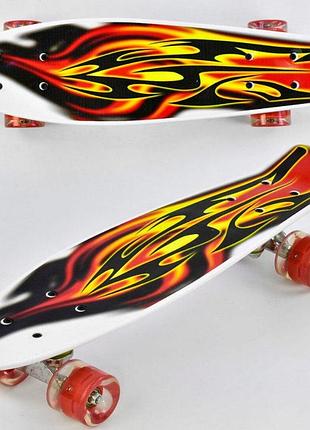 Пенни борд (penny board) с подсветкой колес, антискользящий, до 70кг, компактный скейт для детей и подростков