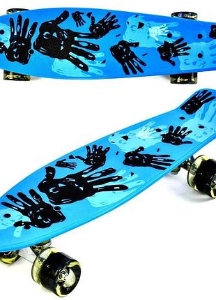 Пенни борд (penny board) с подсветкой колес, антискользящий, до 70кг, компактный скейт для детей и подростков