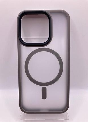 Tpu+pc чохол metal buttons with magsafe colorful для apple iphone 15 pro (6.1") (сірий) 65603 65603