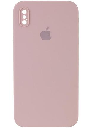 Чохол silicone case square full camera protective (aa) для apple iphone xs / x (5.8") (рожевий / pink sand) 40231