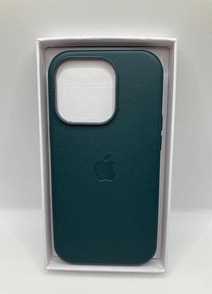 Шкіряний чохол leather case (aaa) with magsafe для apple iphone 14 pro (6.1") (forest green)