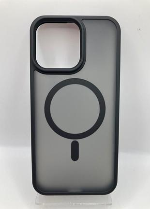 Tpu+pc чохол metal buttons with magsafe colorful для apple iphone 15 pro max (6.7") (чорний) 50837