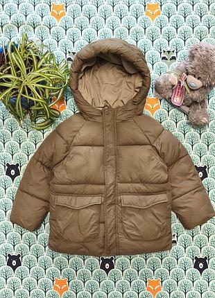 Теплая зимняя куртка zara горчичного цвета на мальчика 4-5 лет, рост 110 см