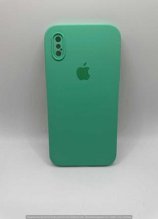 Чохол silicone case square full camera protective (aa) для apple iphone xs (5.8") (зелений / spearmint) 40231*