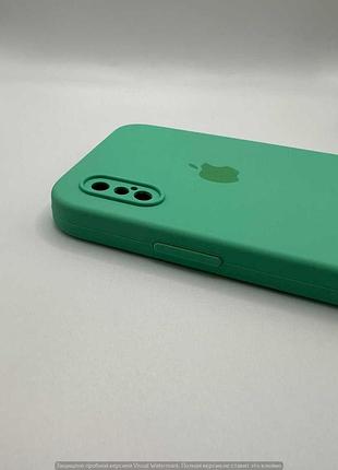 Чохол silicone case square full camera protective (aa) для apple iphone xs (5.8") (зелений / spearmint) 3