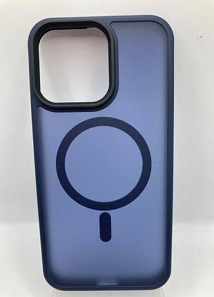 Tpu+pc чохол metal buttons with magsafe colorful для apple iphone 15 pro max (6.7") (синій / navy blue) 00065604