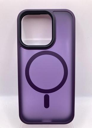 Tpu+pc чохол metal buttons with magsafe colorful для apple iphone 15 pro (6.1") (темно-фіолетовий) 65603 65603