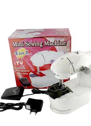 Швейная машинка mini sewing machine с педалью и адаптером.